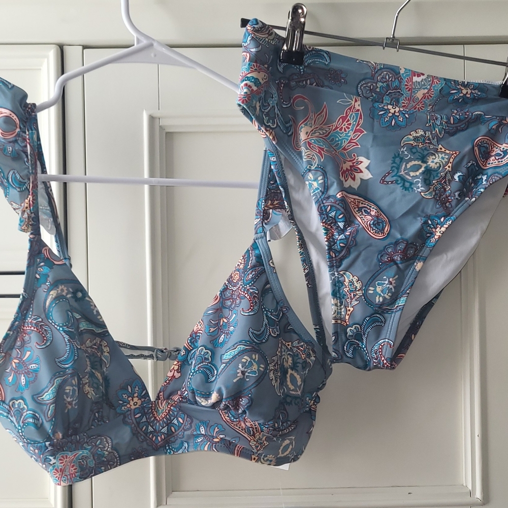 Cupshe Seafoam Blue Green Paisley Bikini Set NWT M